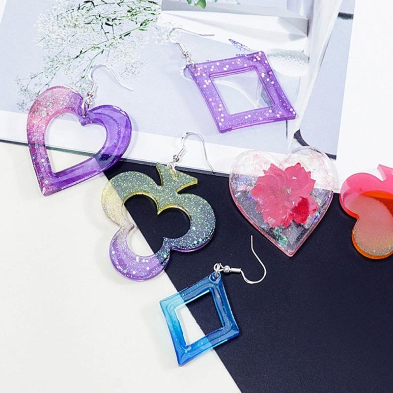 Playing Card Earring Silicone Mold Resin Pendant Mould Epoxy Casting Craft Decor