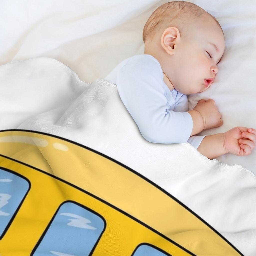 Yellow School Bus Throw Blanket Breathable Lightweight Blanket for Adults Kids
