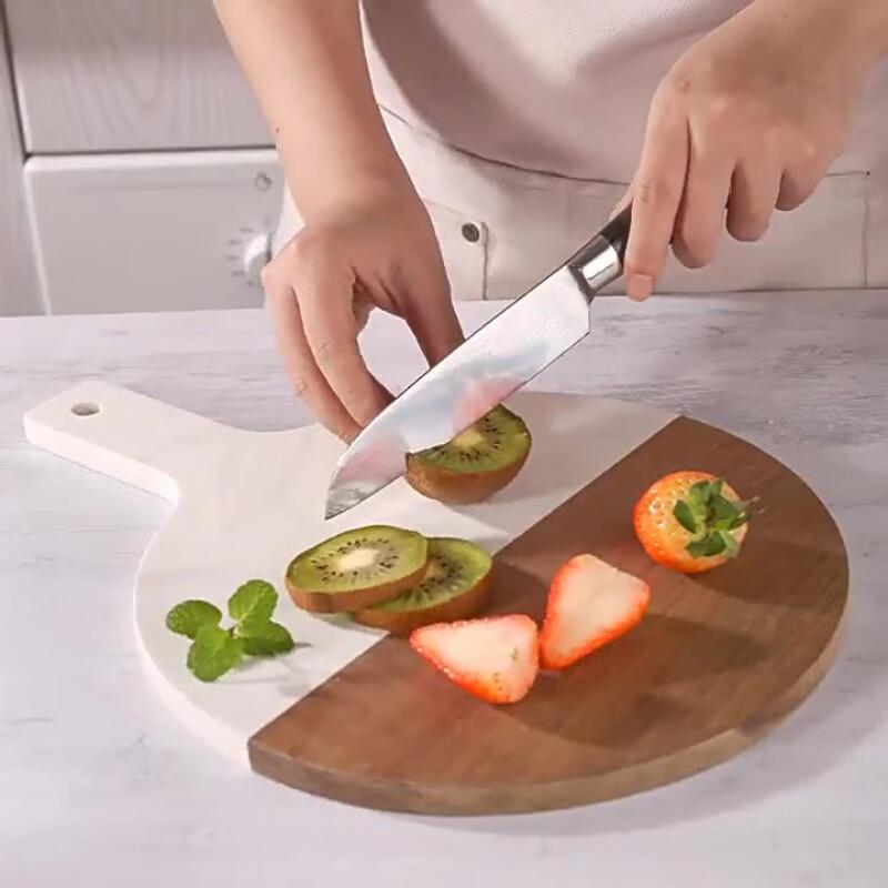 ZISIZ Round Paddle Marble & Wood Cutting Board