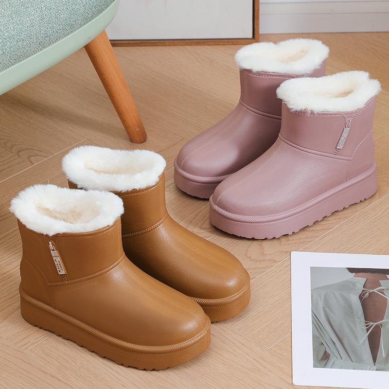 Winter Waterproof Women's Snow Boots Round Toe Platform Ladies Shoes Plush Padded Footwear