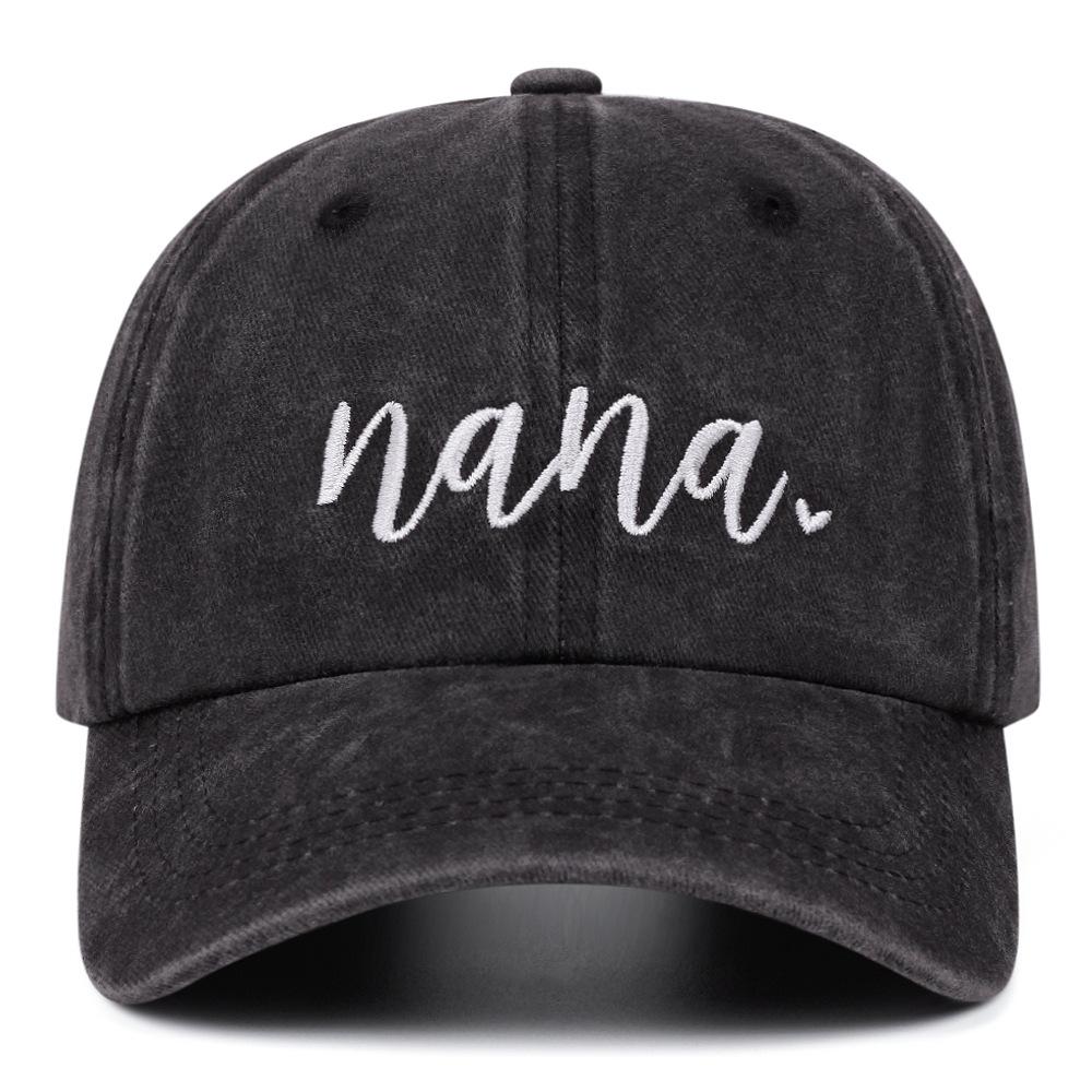 Vintage Washed Denim Nana Love Embroidered Baseball Cap Cotton Cap Casual Hip Hop Dad Hat High Quality Adjustable 55-59cm