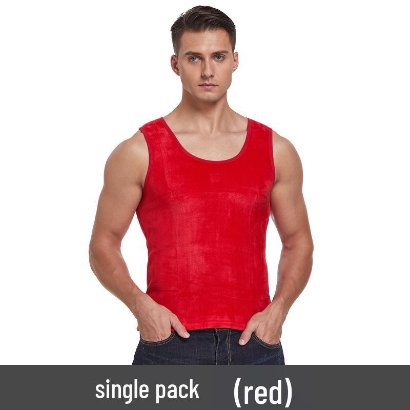 Men's Winter Double-Sided Golden Velvet Vest with Fleece, Thickened for Warmth; Round Neck Waistcoat & Base Layer for Cold Protection