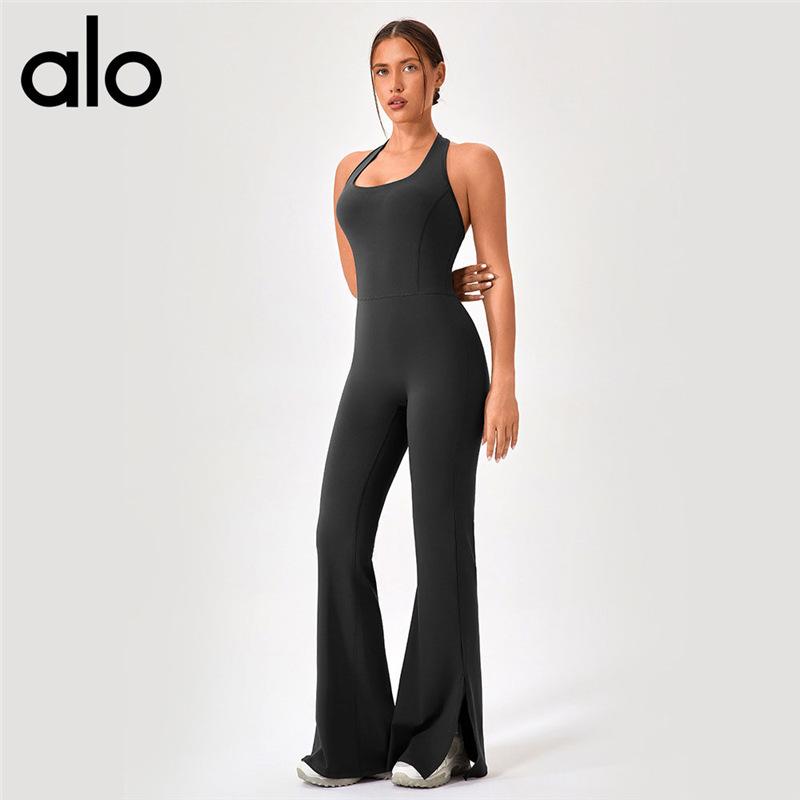 Women's Open Back Yoga Jumpsuit: Butt-Lifting Micro Flare Pants with Bare Feel Fit