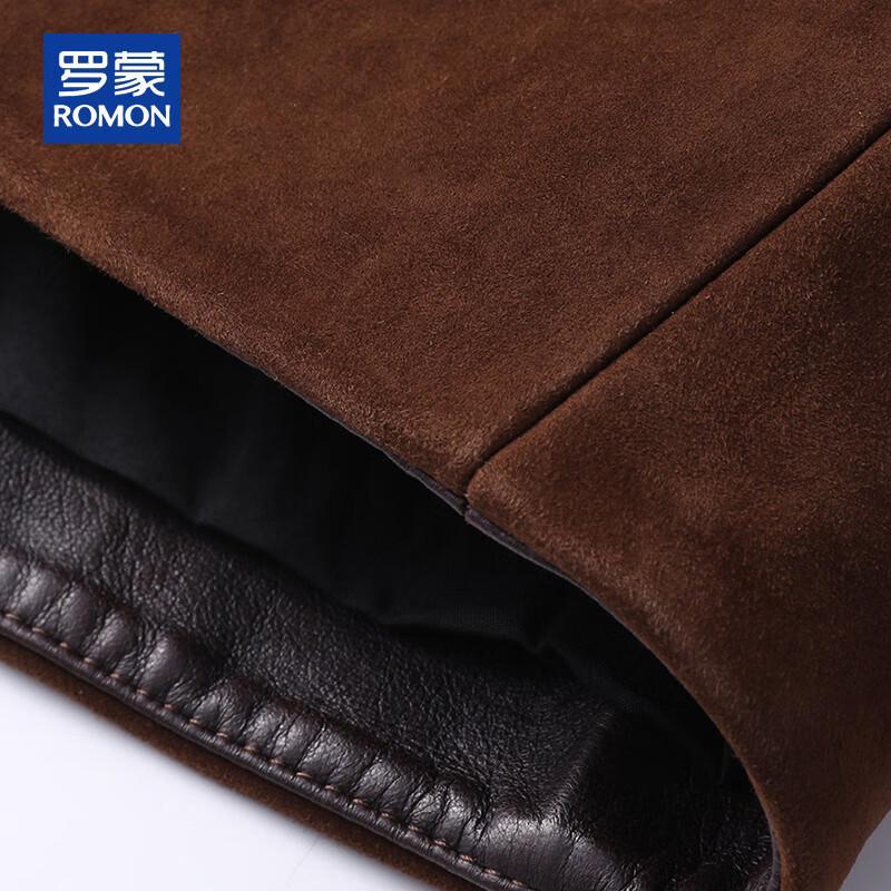 ROMON Men's Genuine Suede Lambskin Leather Jacket