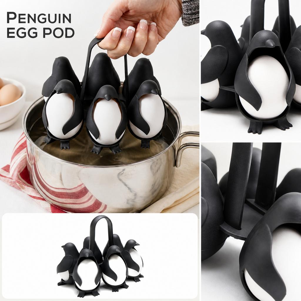 Penguin Shaped Egg Holder and Boiler Rack for Kitchen Cooking Accessories Holds Up To Six Eggs Dishwasher Safe Design