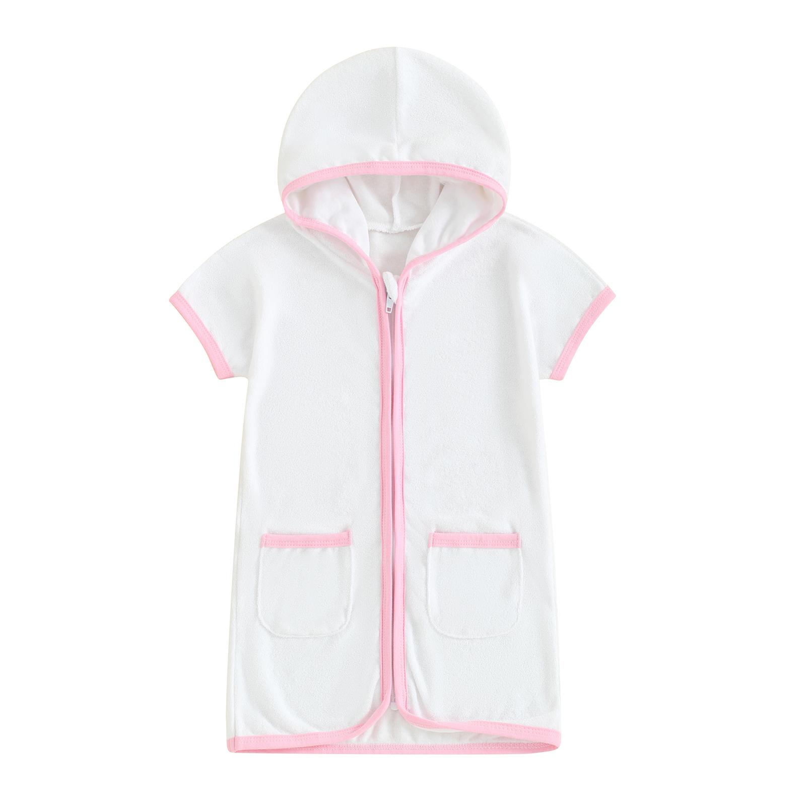 

Літній повсякденний комбінезон для маленьких дівчаток з коротким рукавом і блискавкою контрастного кольору з капюшоном 5-6 Years