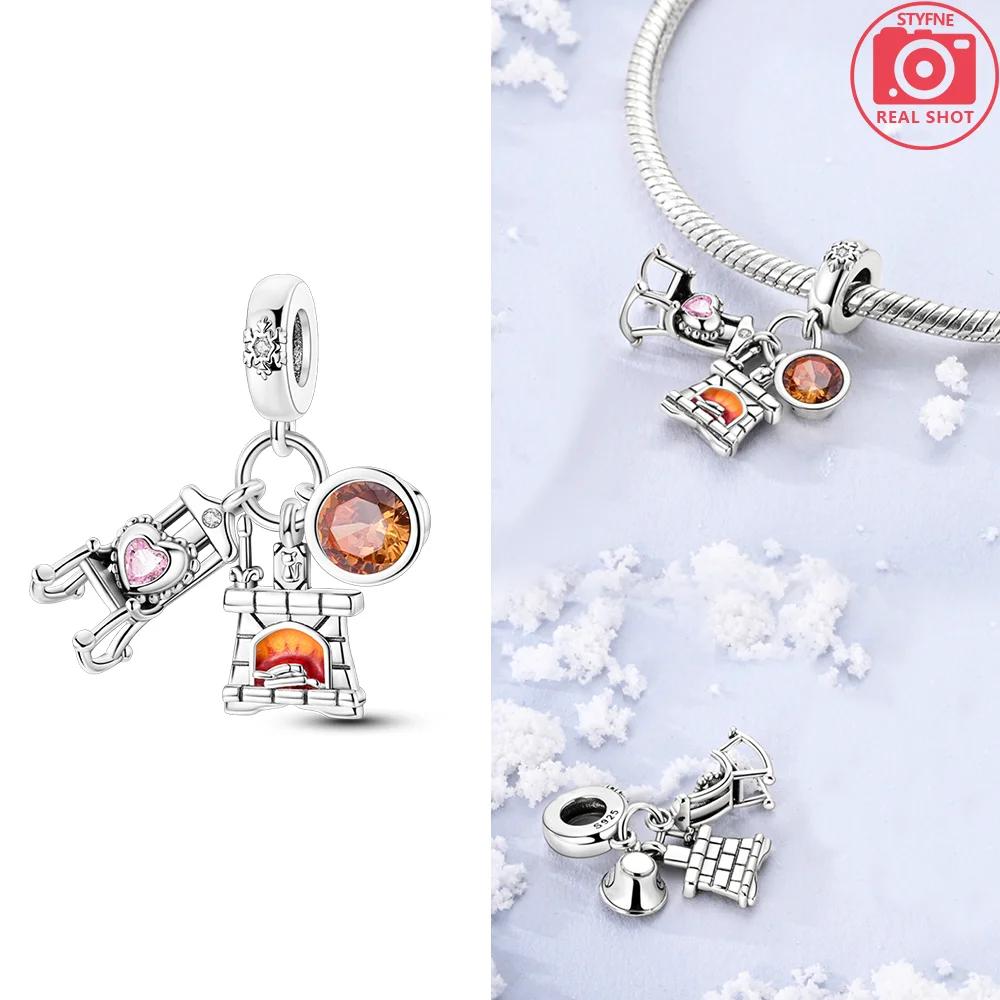 Original Charms Pink Colorful Doughnut Cake Ice Cream Coffee Cup Copper Beads Fit Women Bracelet Jewelry Diy Delicate Gift