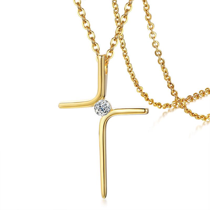 Vnox Simple Stainless Steel Cross Pendant Necklaces for Women, Prayer Religious Choker Collar Christian Gift Jewelry