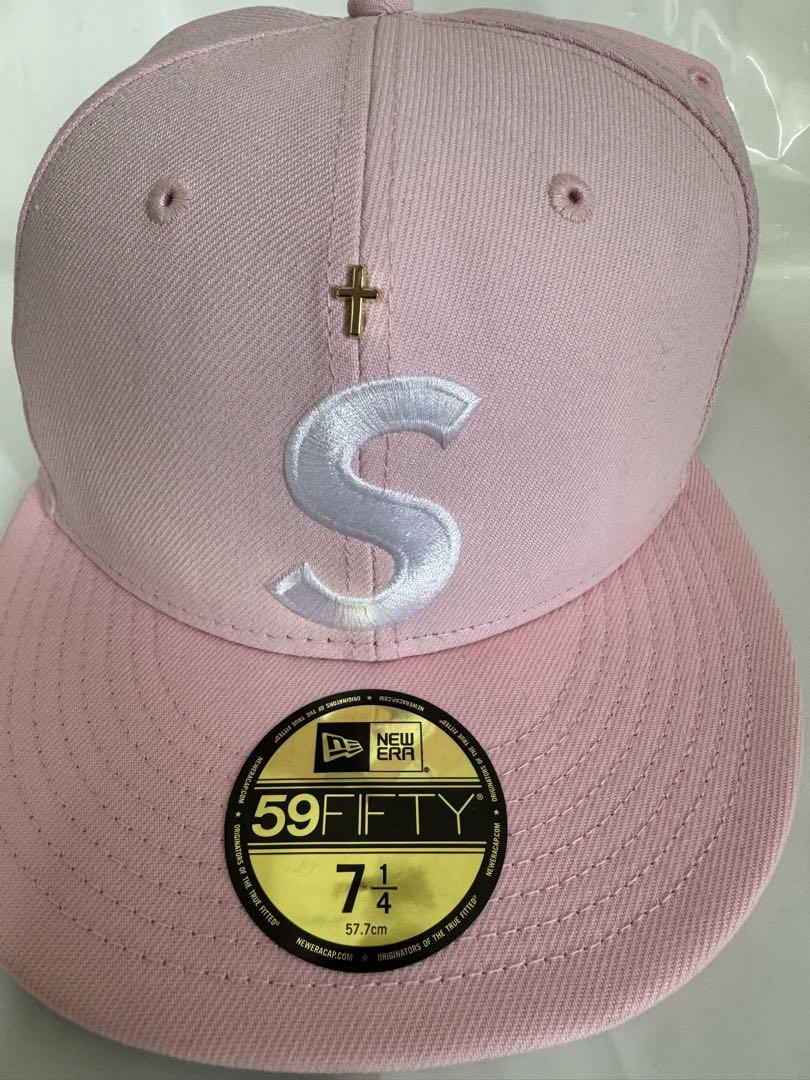 

[USED] Supreme Gold Cross S Logo New Era Pink