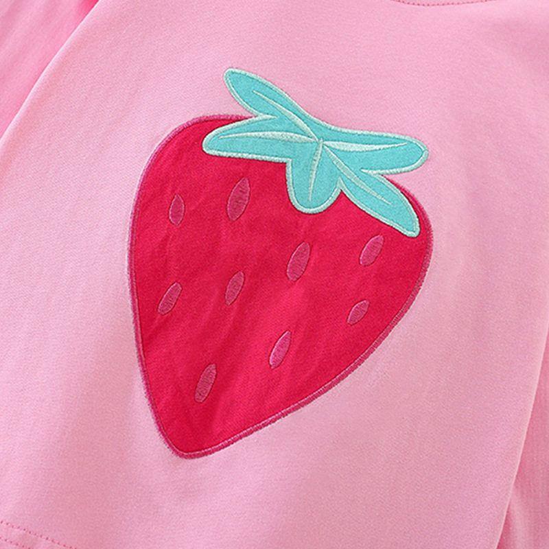Nuomi Rabbit 2025 Spring and Autumn New Style Girls' Cartoon Strawberry Long-Sleeve T-Shirt Children's Fashionable Versatile Base Shirt Top 6