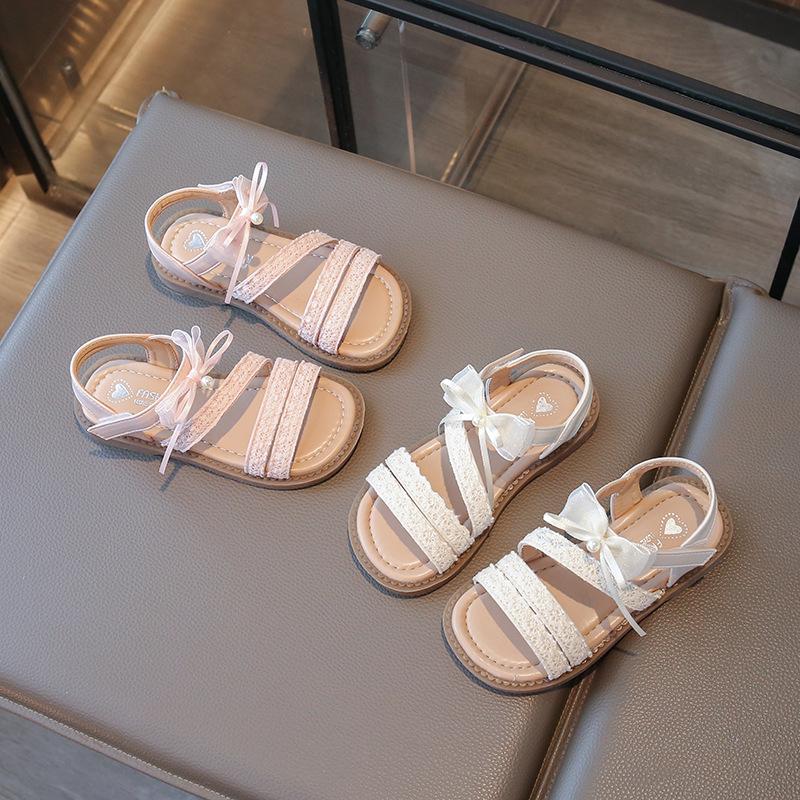 New Summer Sandals for Children, Breathable Beach Shoes, Girls' Sandals with Soft Cowhide Soles, Student Shoes