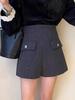 Women's High-Waisted Woolen Shorts - 2026 Autumn & Winter A-Line Wide-Leg Sequin Bootcut Pants