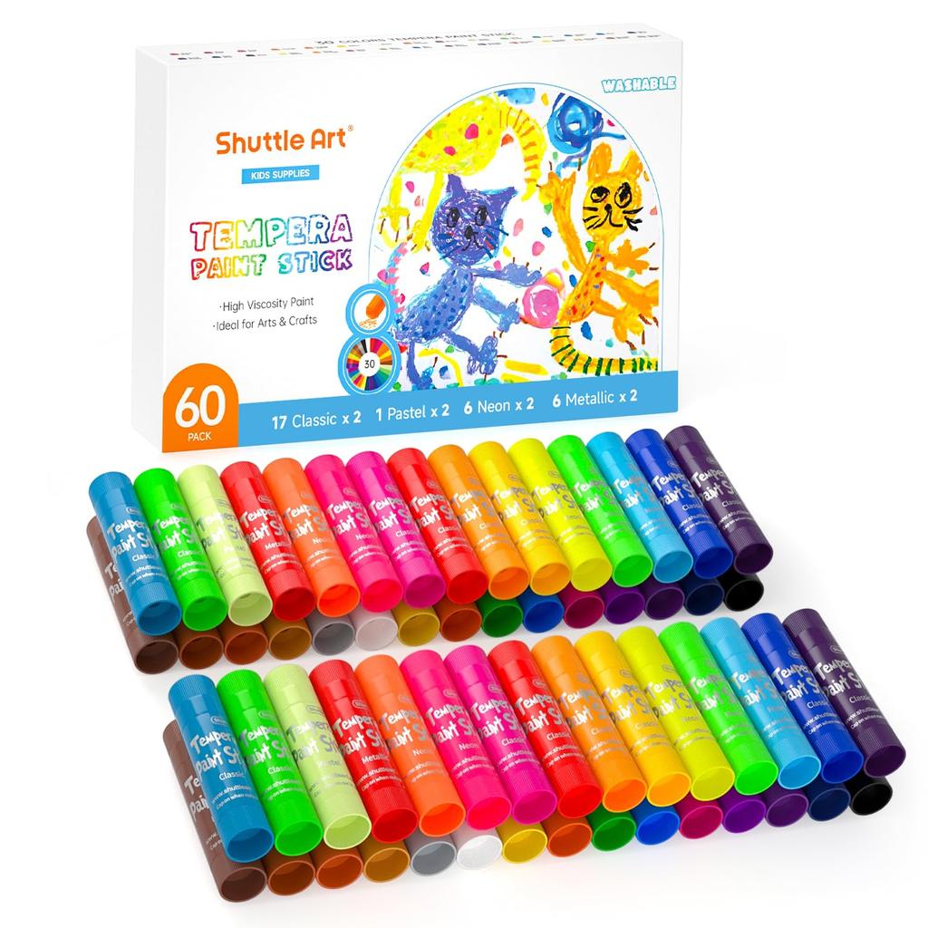 Shuttle Art 30 Set of Removable Tempera Paint Coloring Can Be Drawn On Drawing Entrance Celebration Crayons, Colors, 60, Sticks, Retractable, Safe,
