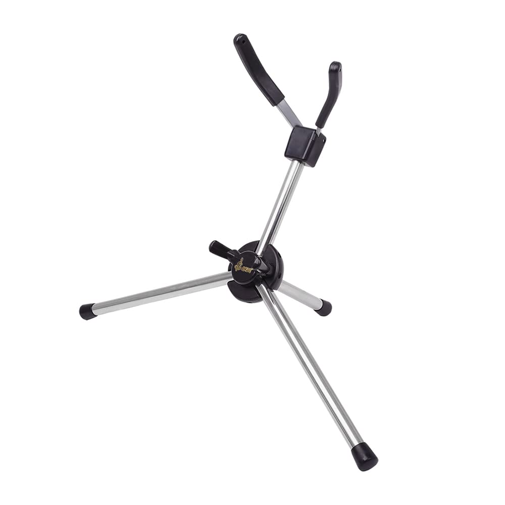 Xtahdge Foldable Saxophone Stand Portable Alto Saxophone Metal Floor Stand Holder Aluminum Alloy with Carrying Bag