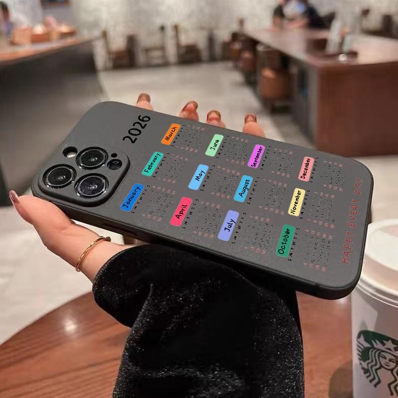 Phone Case For Xiaomi Redmi Note 14 Pro Plus 5G 14 13 12 11 10 Redmi 14C 13C 12C With New Year 2026 Calendar Pattern Soft Cover