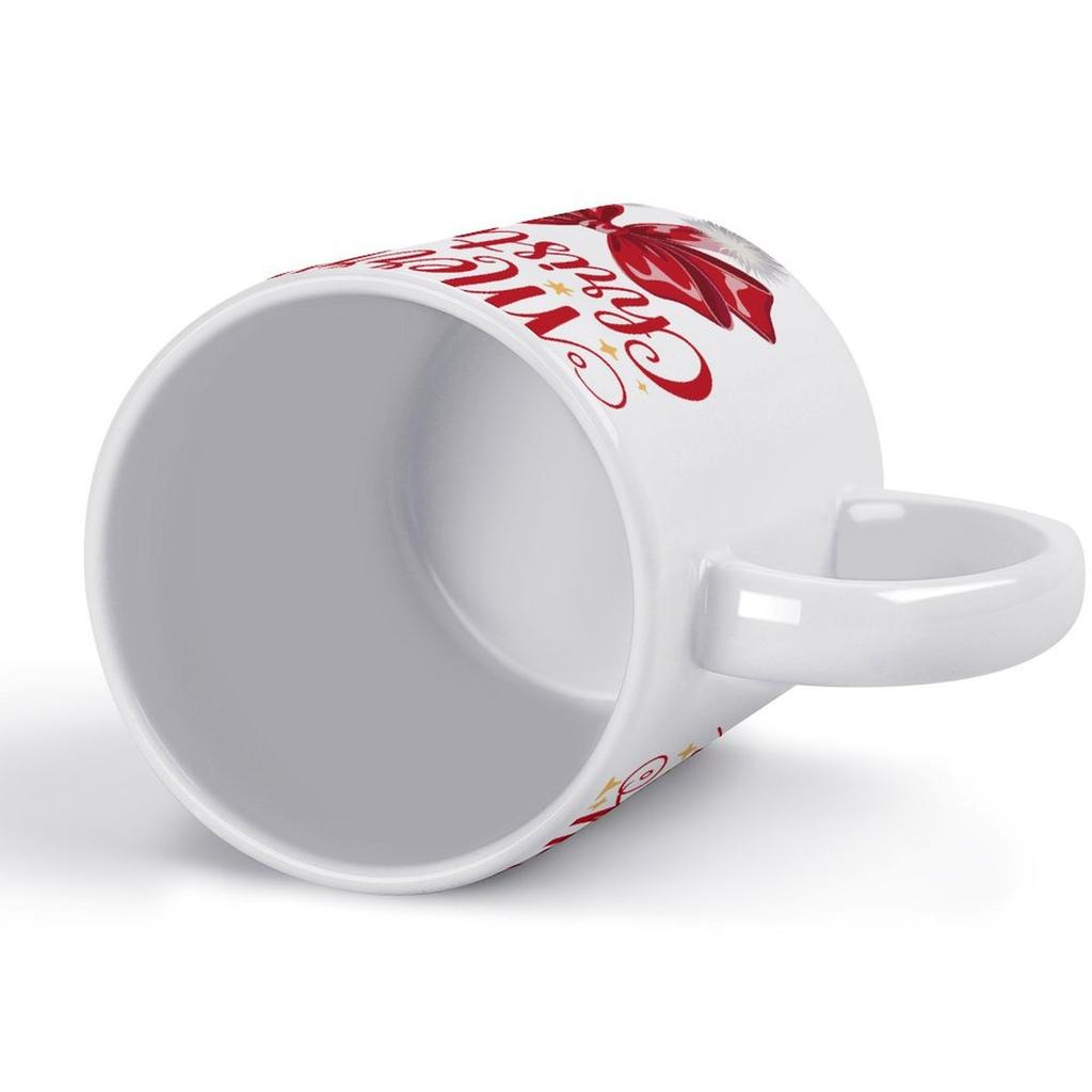 1pc 11oz Blank Ceramic Mug, Double-sided Printed Coffee Tea Cup, Glossy White Look, Ergonomic Handle, Kitchen-friendly, Ideal for Gifting