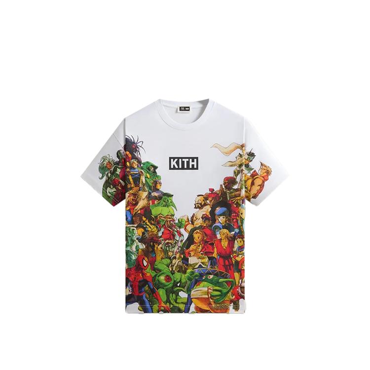 Kith x Marvel vs. Capcom New Age Of Heroes All-Over Printed Tee White Unisex Tops KHM034296-101 L
