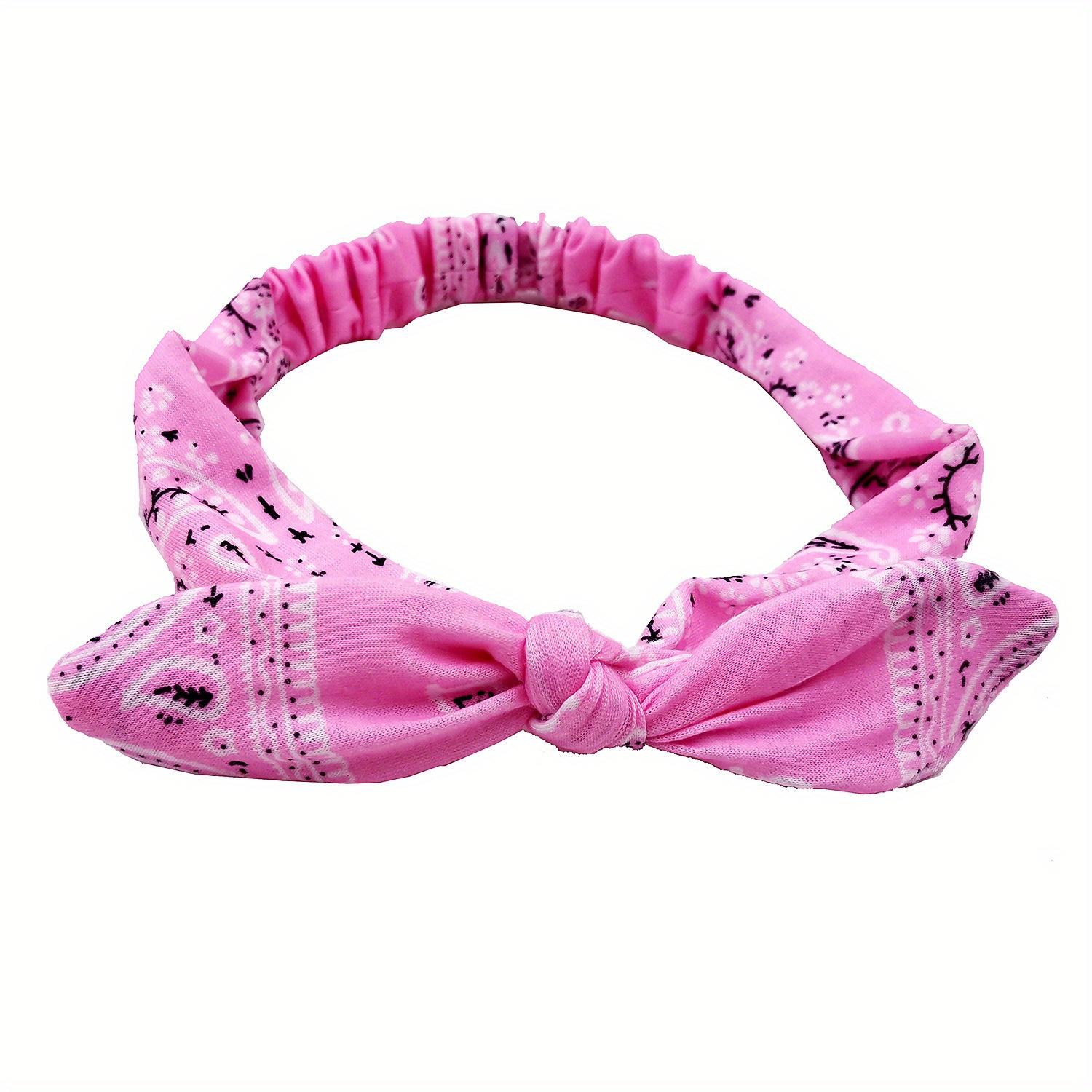 

Винтажные эластичные повязки для волос с крестообразным узлом, банданы, тюрбаны, волосы для девочек, аксессуары для волос, мягкие повязки для волос с принтом пейсли в стиле бохо для женщин розовый