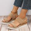 Women'S Sandals Wedge Platform Shoes Open Toe Solid Color Beach Shoes Hot Sale Non-Slip Sandals Slip On Elastic Fabric Sandals