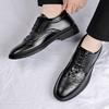 New Spring Men's Shoes Business Casual British Brock Leather Shoes Men's Wedding Shoes