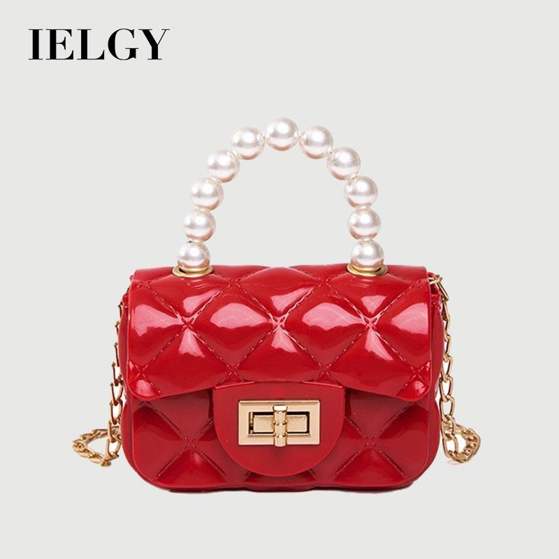 IELGY All-match Pearl Diagonal Women's Bag Portable Fashion Korean Version Casual One Shoulder White