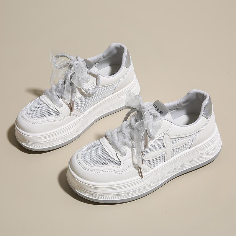 

Fashion CRLAYDK Summer Women s Sneakers Casual Skateboard Walking Trainer Shoes Platform Ladies Mesh Lace White Low Top Sports Tennis 35