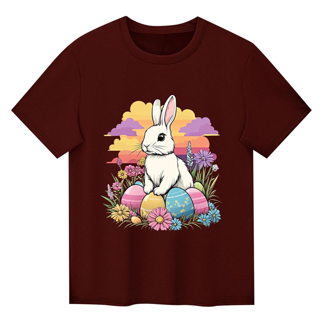 Children's Printed Short Sleeved Round Neck Casual Comfortable Loose Lightweight Top