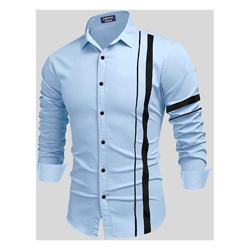 Bellstone Men' Solid Regular Fit Shirt (B8200_Sky