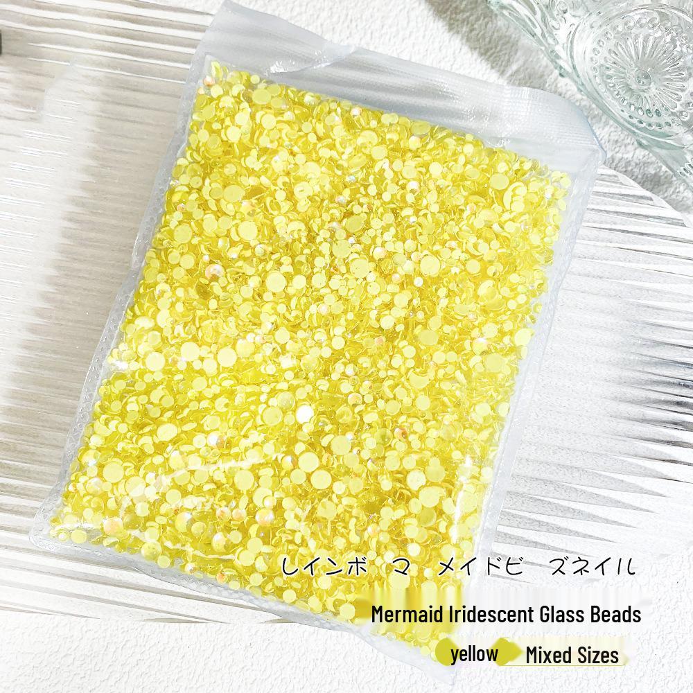 Iridescent Mermaid Nail Art Beads: Half-Round Glass Rhinestones and Mixed Accessories