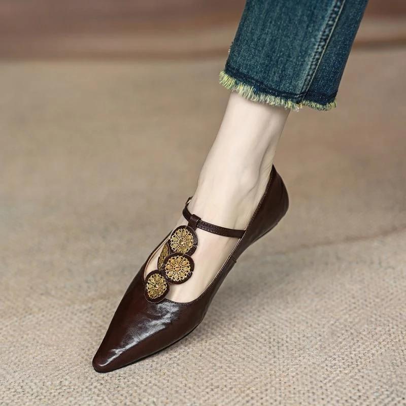 Luxury Designer Rome Women Shoes Flats Shallow Elegant Dress Shoes Summer 2025 New Pointed Toe Fashion Walking Female