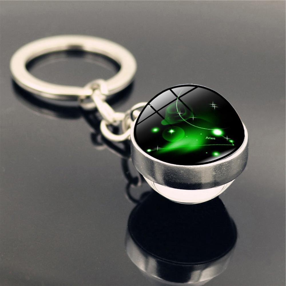 Holder Libra Scorpio Jewelry Leo Glass Ball 12 Constellation Zodiac Keychain Keychain Key Rings
