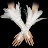 1PC Embroidery Feather Long Gloves Lace Wedding Gloves Gothic Mesh Sleeve  Party Wear
