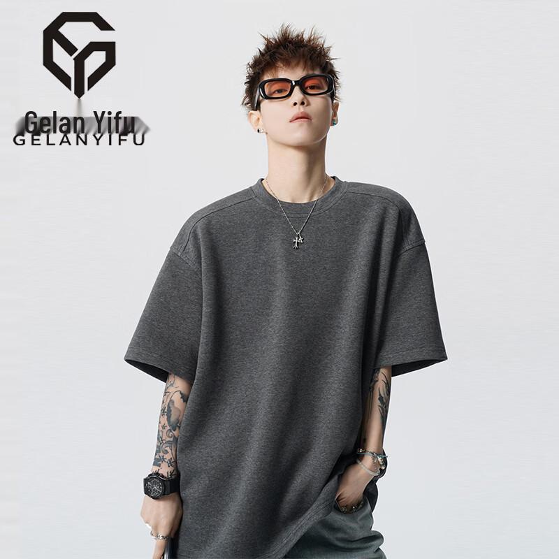

GELANYIFU Men s 260g Heavy Cool-Feel Ice Silk Cotton T-Shirt 2XL