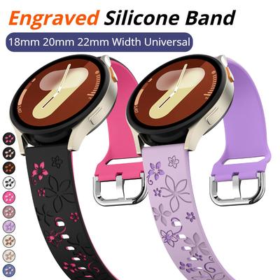 18mm 20mm 22mm Universelles Armband für Samsung Galaxy 7 6 5 4 FE 40mm 44mm Armband Gravur Druck Silikon-Armband für Huawei GT6 GT5 GT4 41mm 46mm Band