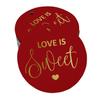 Inkdotpot 100 - Confezione da 100 etichette in carta stagnola color oro vero Love Is Sweet bomboniera da appendere
