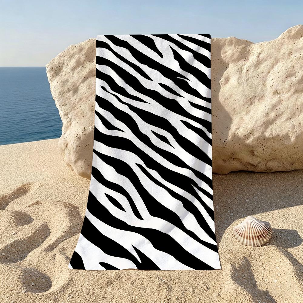 Zebra Pattern Towel Sports Quick Dry Travel Camping Sandproof Soft Light Large Beach Towel