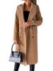 Women's Spring 2025 Versatile Woolen Double-Breasted Long Sleeve Coat with Welt Pockets