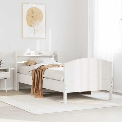 Vidaxl Rama Łóżka Bez Materaca, Biała, 75X190 Cm, Lite Drewno Sosnowe