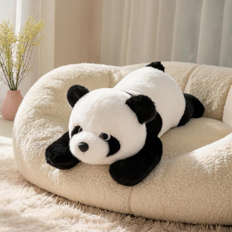 30~50Cm Lying Cartoon Animals Plush Toy Stuffed Hippo Panda Bear Dog Dinosaur Doll Fluffy Sleeping Companion Gift