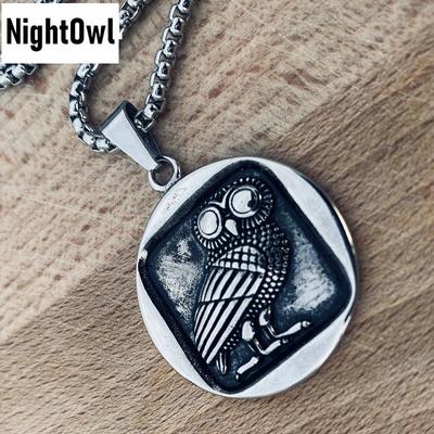 Cool Vintage Mens Womens Good Luck Bird Owl Pendant Necklace Stainless Steel