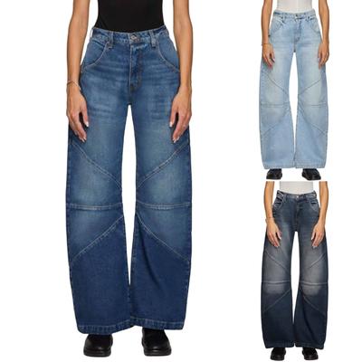 Women Hip Hop Baggy Jeans Wide Leg Mid-Low Waist Jeans Loose Boyfriends Jeans Vintage Denim Pants