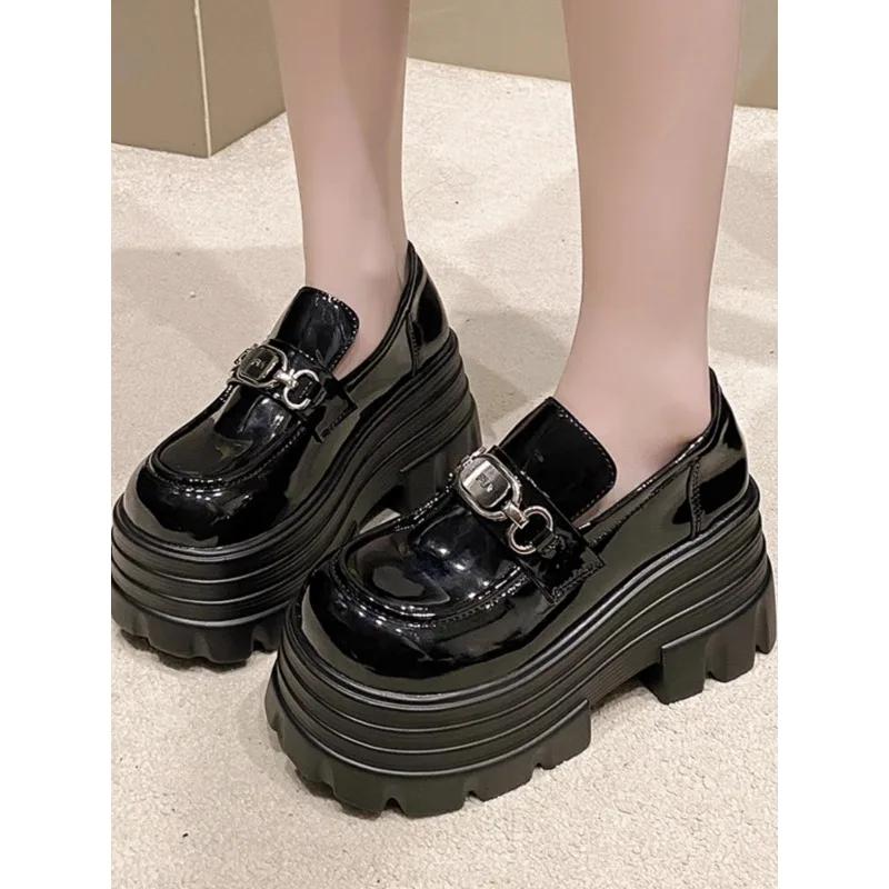 Fashion 9CM Women Pumps Mary Jane Lace Up Loafers Girls Students Lolita Shoes Puck High Heels Platform Pump Shoes Cosplay Female Shoes