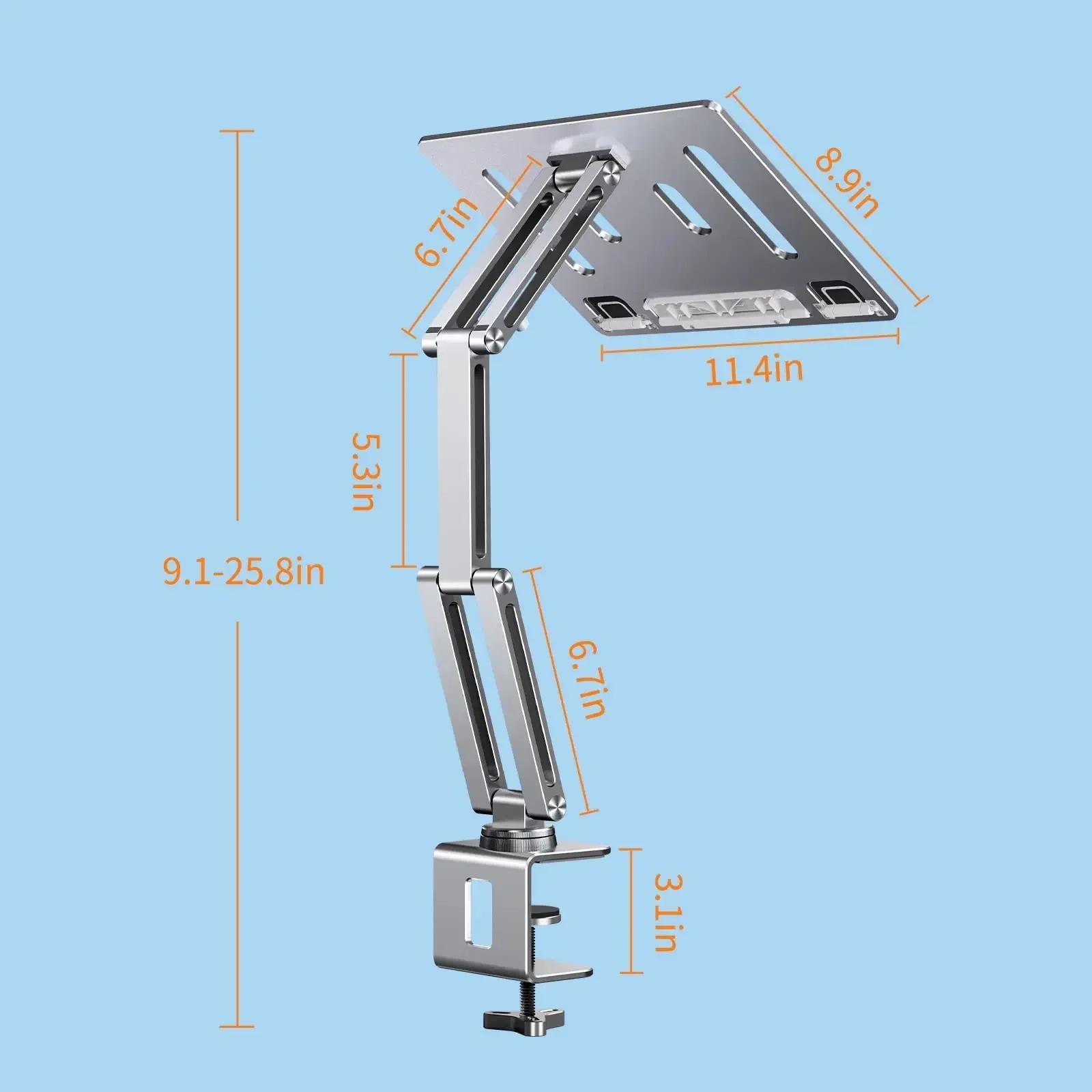 

Eary Aluminum Clip Laptop Stand Mount For Desk With 360 Rotatable Long Arm Foldable Adjustable Compatible For Tablet Ipad Books