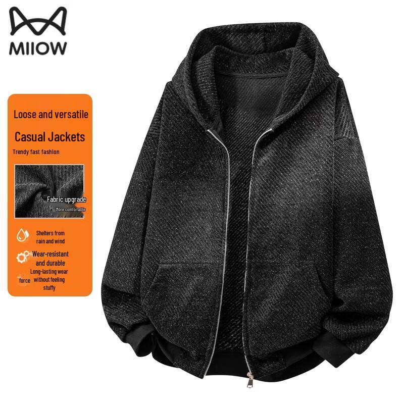 MiiOW Men s Hooded Casual Windproof Jacket 3XL