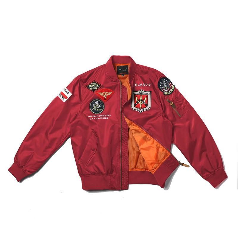 Mens MA1 Flight Jacket Vintage Bomber Embroidered Casual Windproof Coat