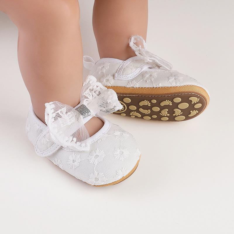 Solid Color Lace Baby Princess Shoes for 0-12 Months - Spring & Autumn Walking Shoes
