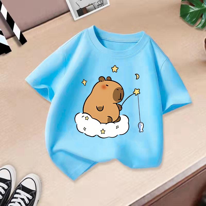 Children's Casual Short-sleeved T-shirt, Summer Boys' And Girls' Cute Capri Blouse
