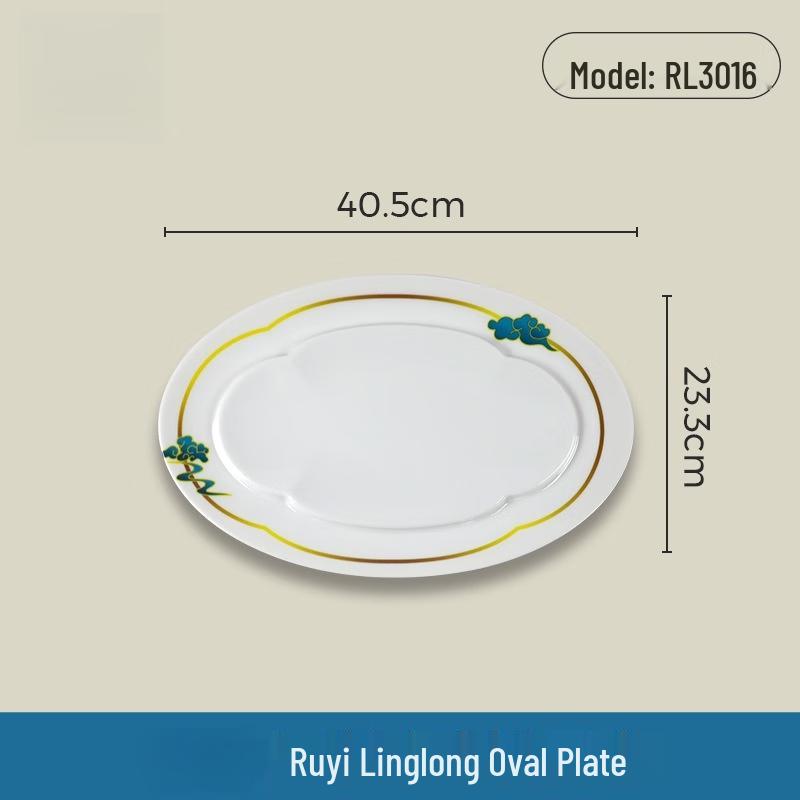 Wuhe Melamine Ruyi Linglong Oval Platter