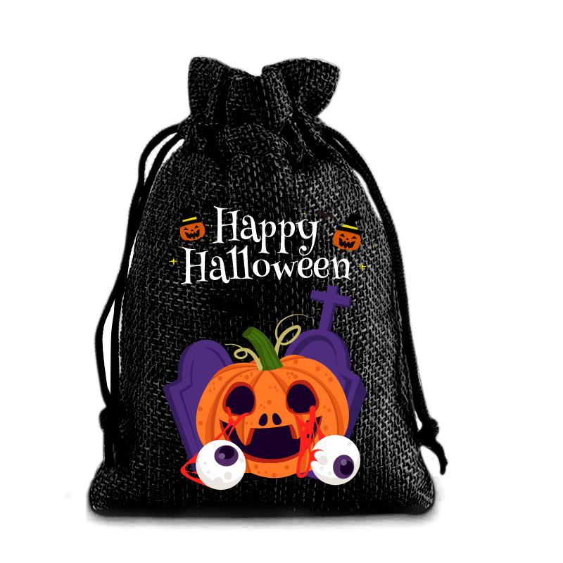 Halloween Kinder Zuckertüte Kürbis Geist Leinen Bündel Mundbeutel Geschenktüte Kordelzug Süßigkeitentasche Lager