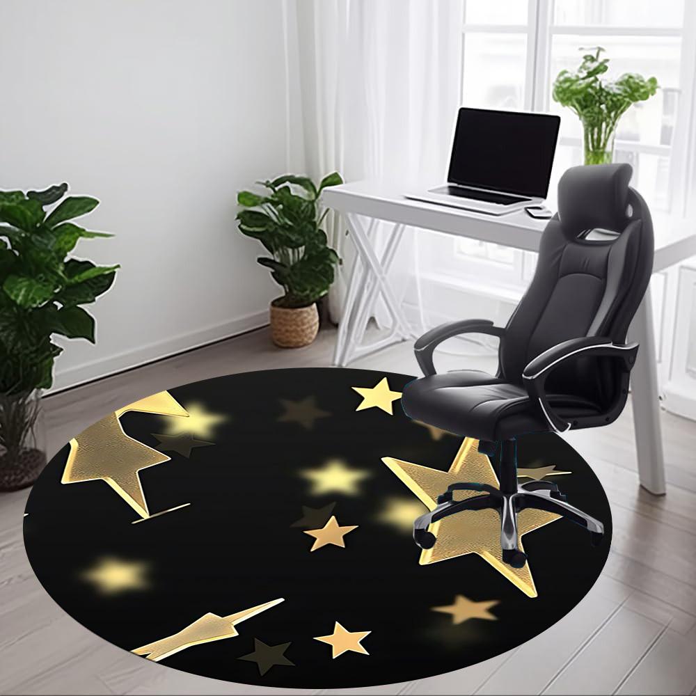 1pc Golden Stars Chair Carpet for Office, Non-slip, Soft and Durable Office Rug, Perfect for Office Yy260131077